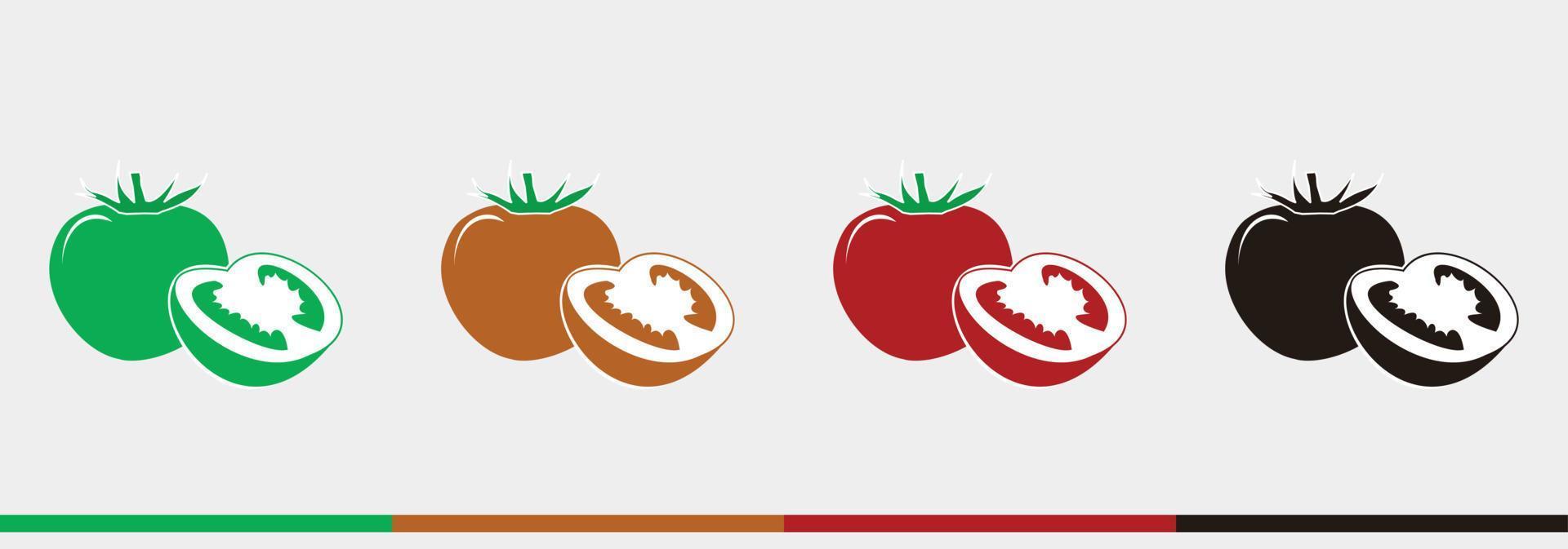 conjunto de colores de tomates - ilustraciones vectoriales dibujadas a mano para el logotipo de dibujos animados de alimentos - aislado en fondo blanco vector