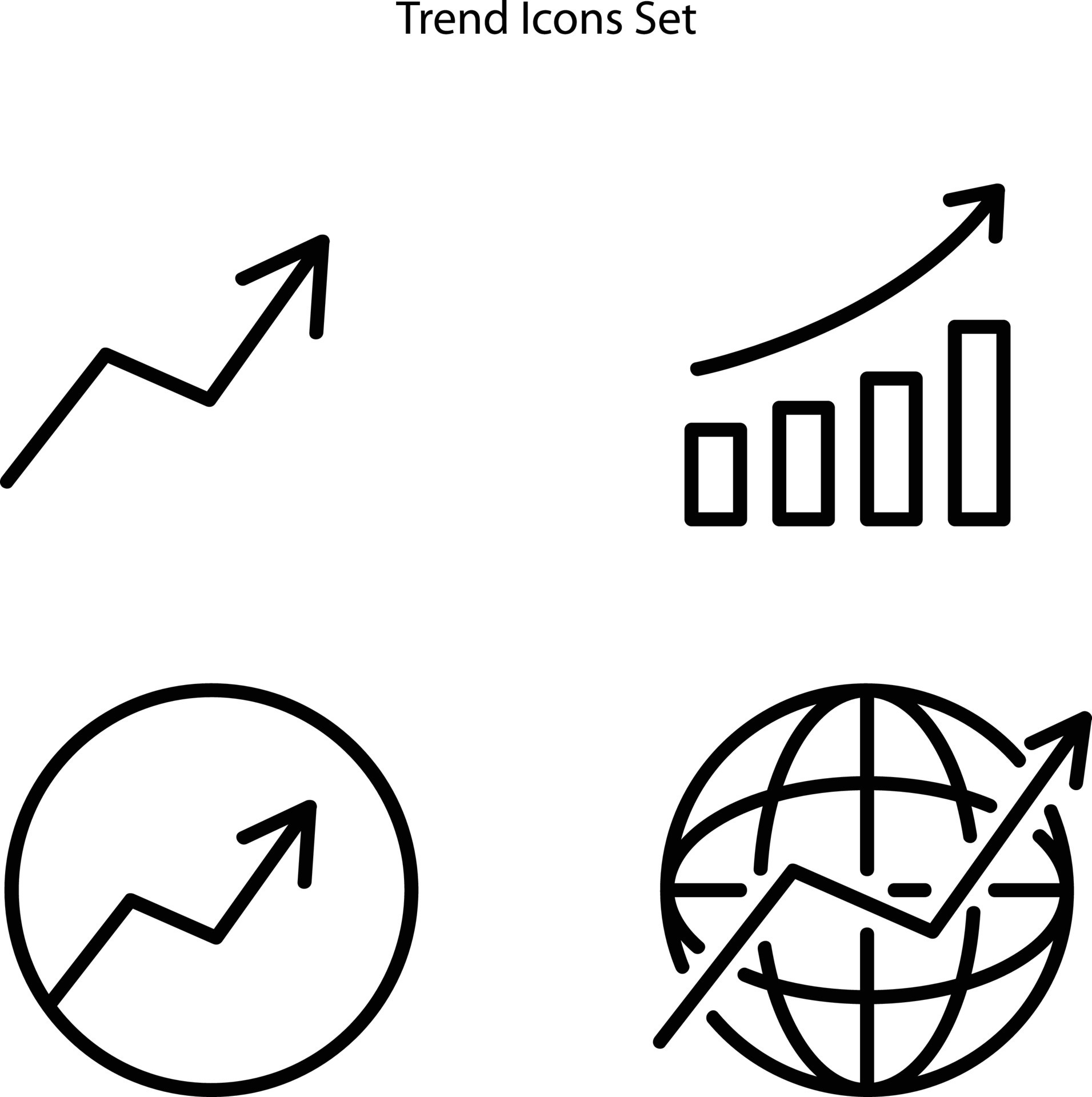 trending icon set isolated on white background from. trending icon thin