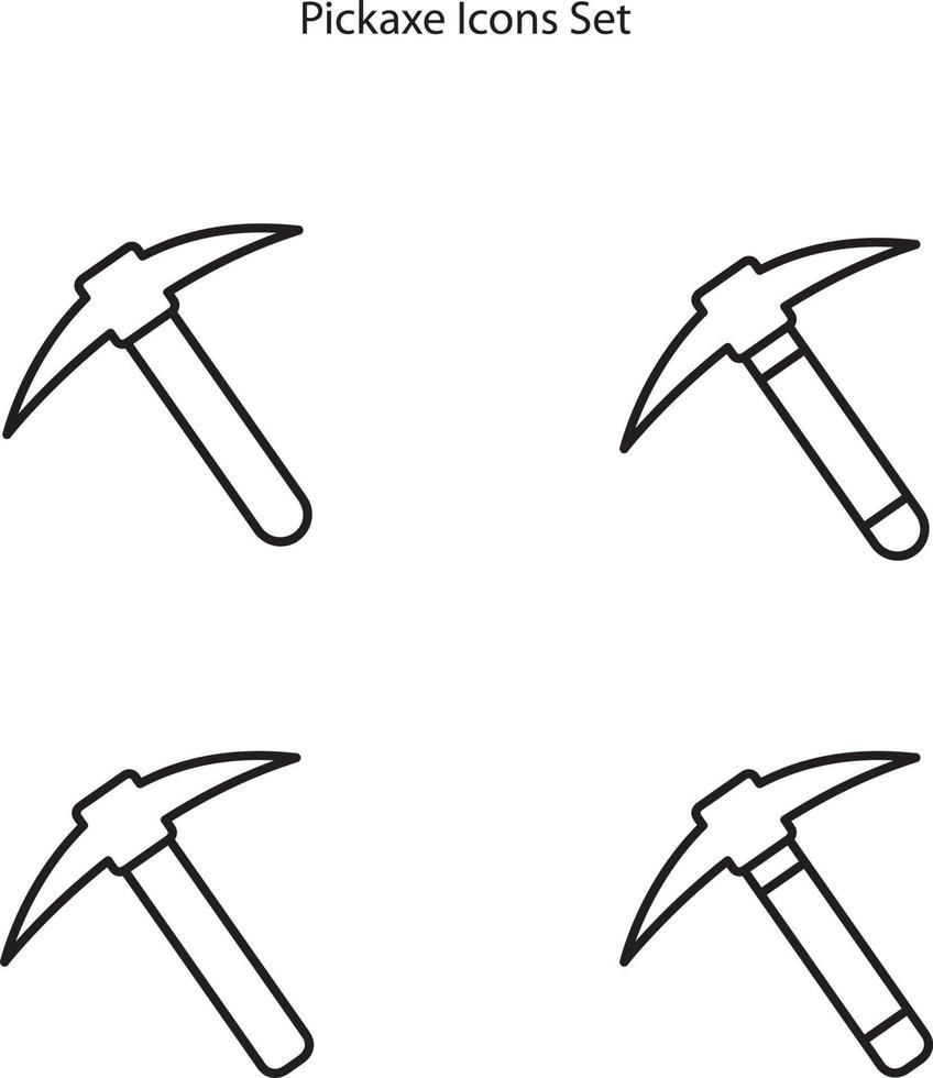 Pickaxe icons set isolated on white background. Pickaxe icon trendy and modern Pickaxe symbol for logo, web, app, UI. Pickaxe icon simple sign. vector