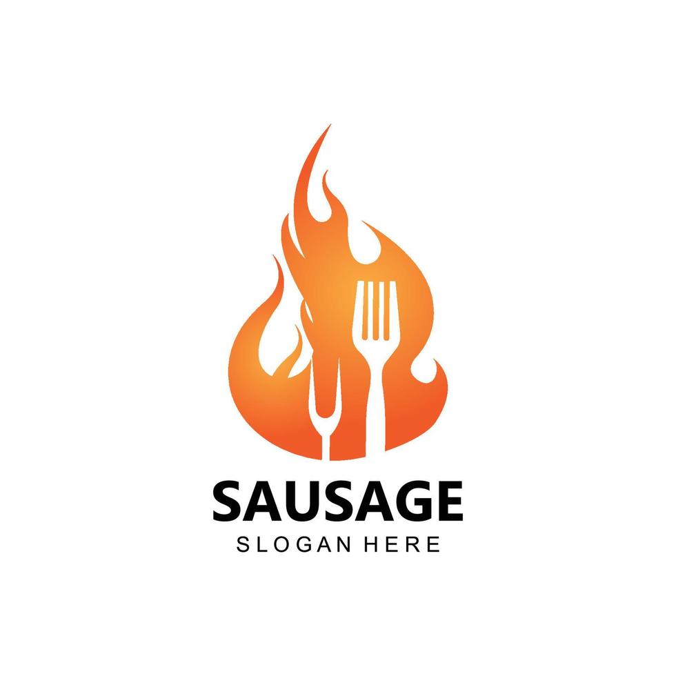 grilled sausage logo vector symbol, barbecue meat, retro concept