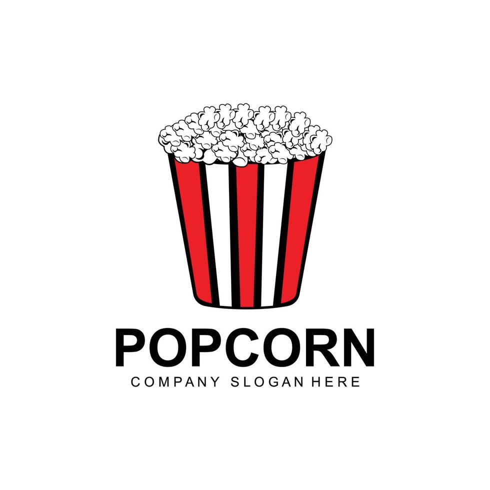 vector de icono de logotipo de palomitas de maíz, explosión, bocadillos de cine, ilustración de concepto