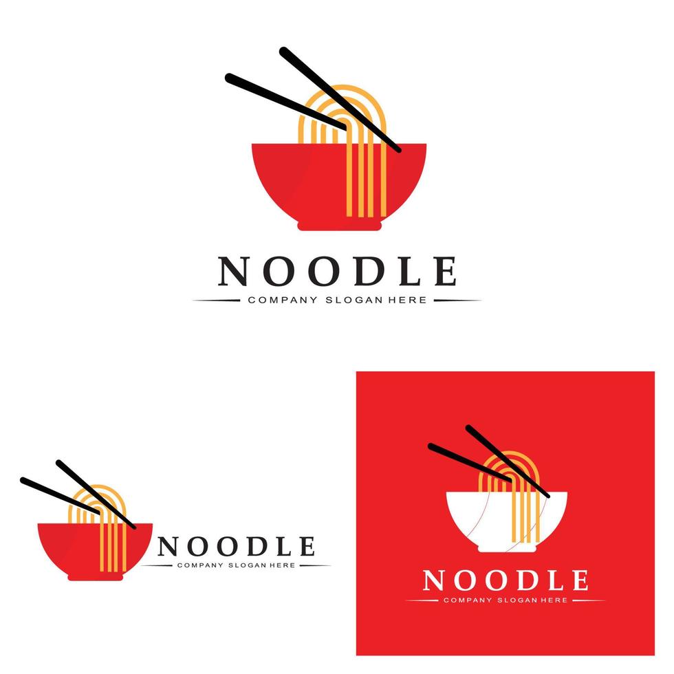 una colección de inspiración para logotipos de fideos. plantilla de diseño de tazón y comida china. Ilustración de concepto retro vector