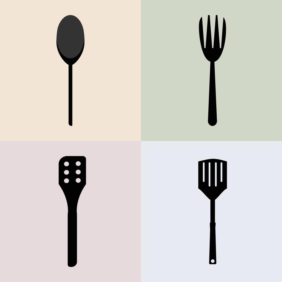 illustration collection of spoon, fork, and spatula's vector