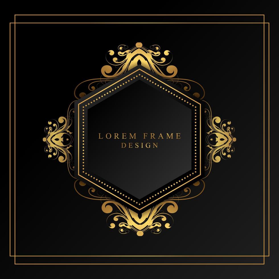 elegant hexagon floral frame design vector