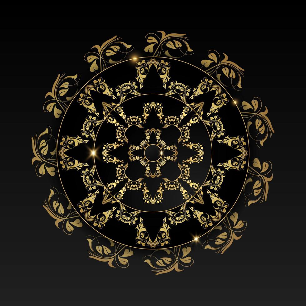 golden circle flourish frame vector