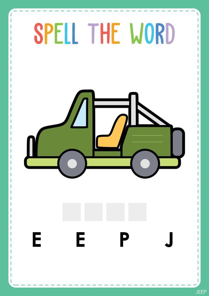 Spelling worksheet find the missing letter game for kids the word vector