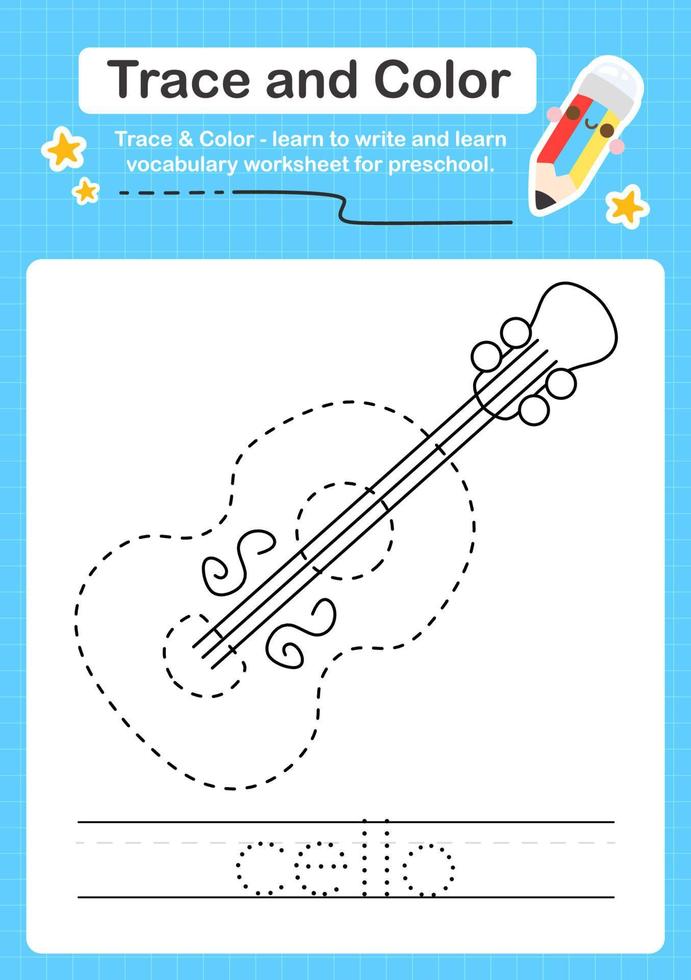Trace and Color worksheets with the elements vector
