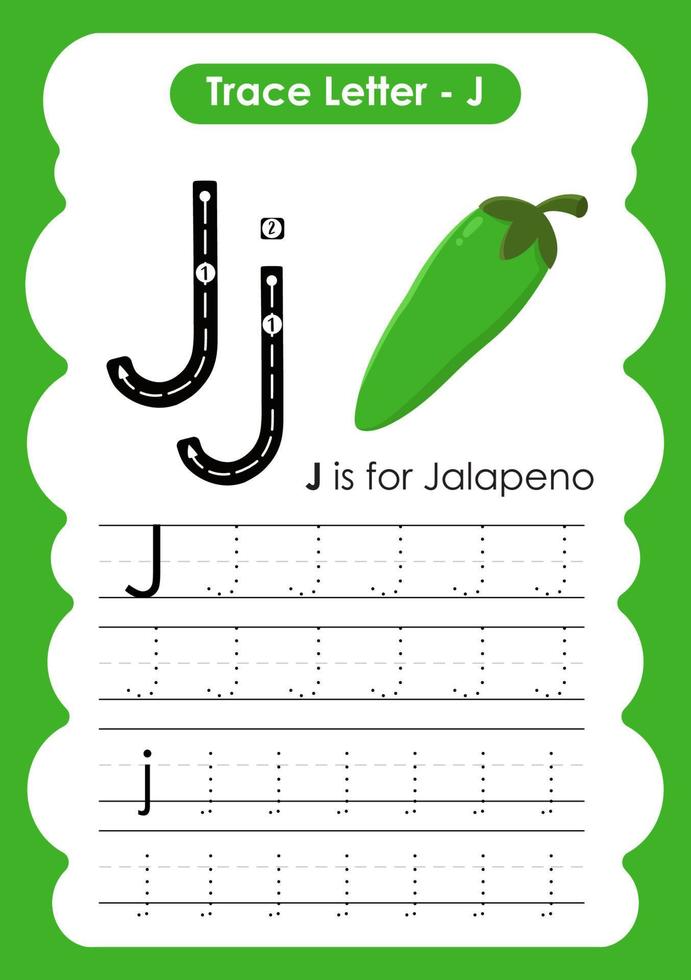 Alphabet Trace Letter A to Z preschool worksheet with Fruit Name vector