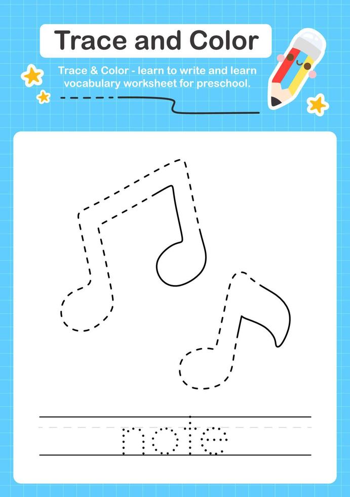 Trace and Color worksheets with the elements vector