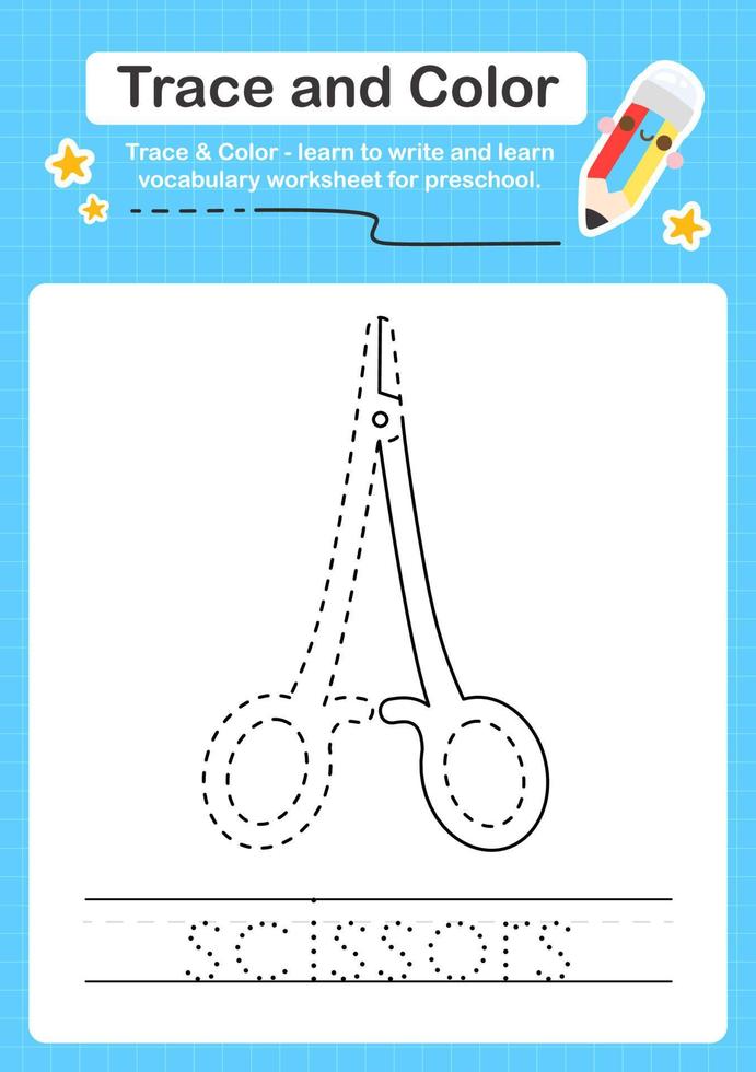 Trace and Color worksheets with the elements vector
