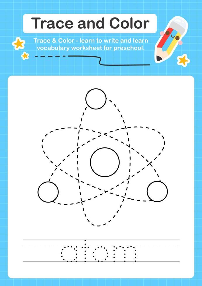 Trace and Color worksheets with the elements vector