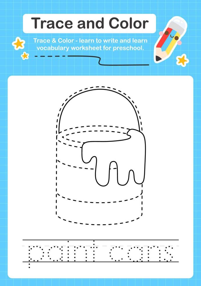 Trace and Color worksheets with the elements vector