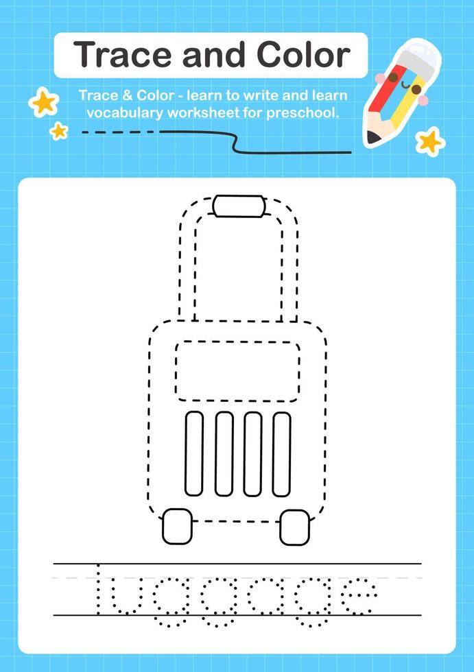 Trace and Color worksheets with the elements vector
