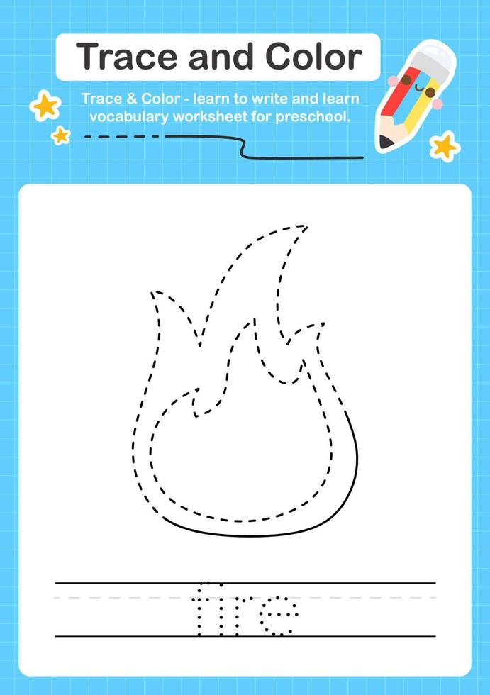 Trace and Color worksheets with the elements vector