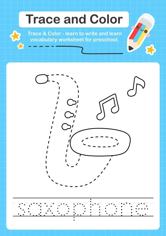 Trace and Color worksheets with the elements vector