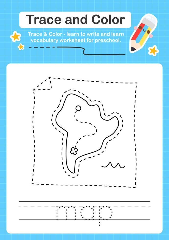Trace and Color worksheets with the elements vector