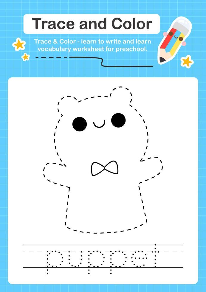 Trace and Color worksheets with the elements vector