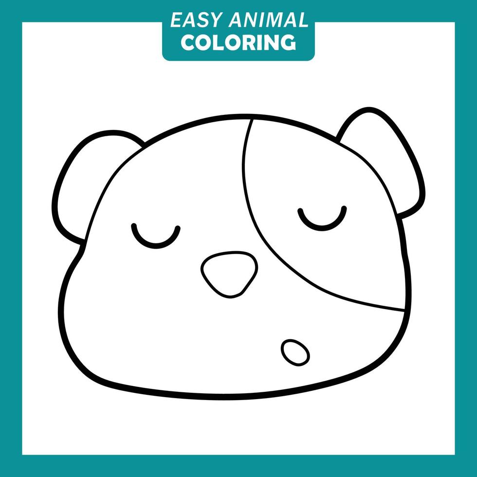 Coloring with cute animal head cartoon vector