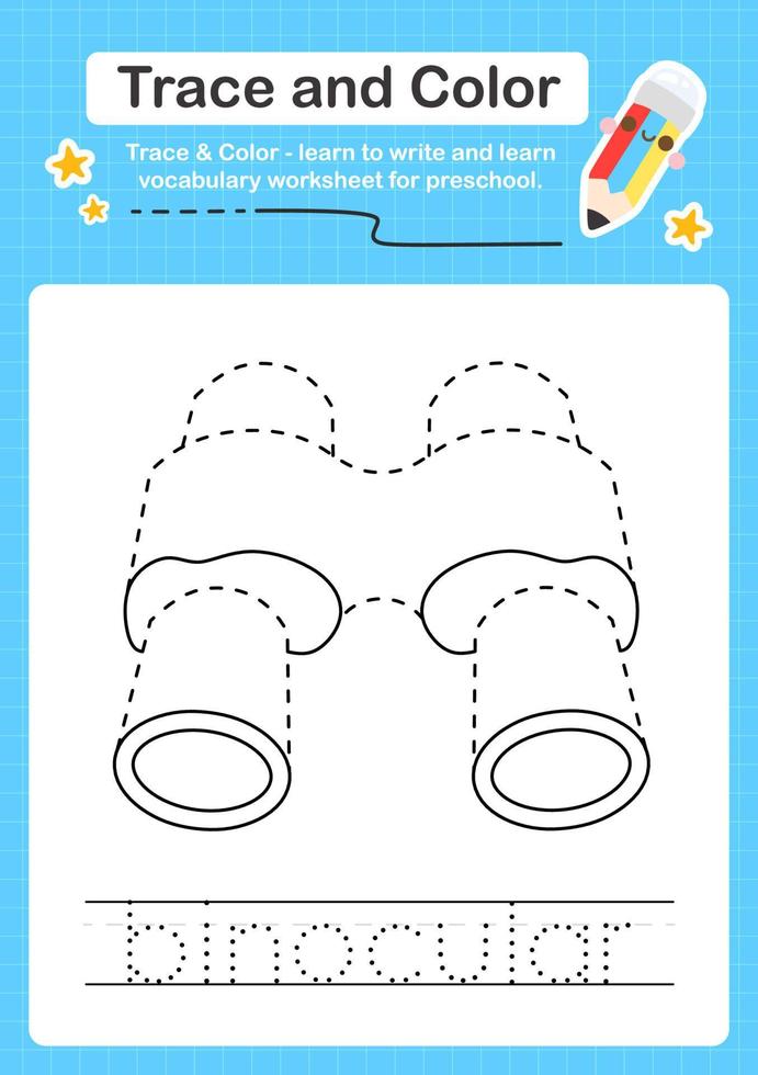 Trace and Color worksheets with the elements vector