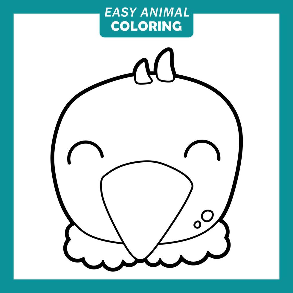 Coloring with cute animal head cartoon vector