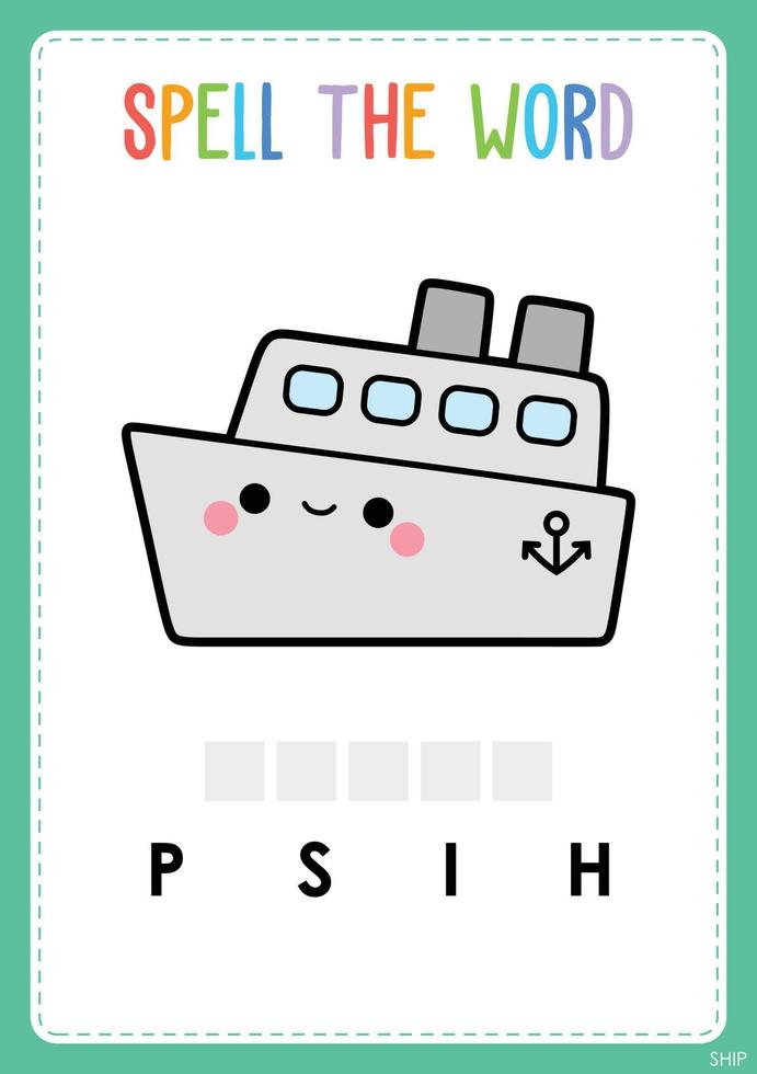 Spelling worksheet find the missing letter game for kids the word vector