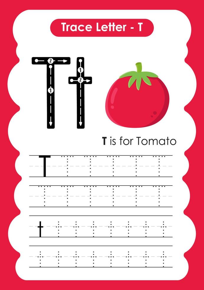 hoja de trabajo preescolar de la letra a a la z del alfabeto con el nombre de la fruta vector