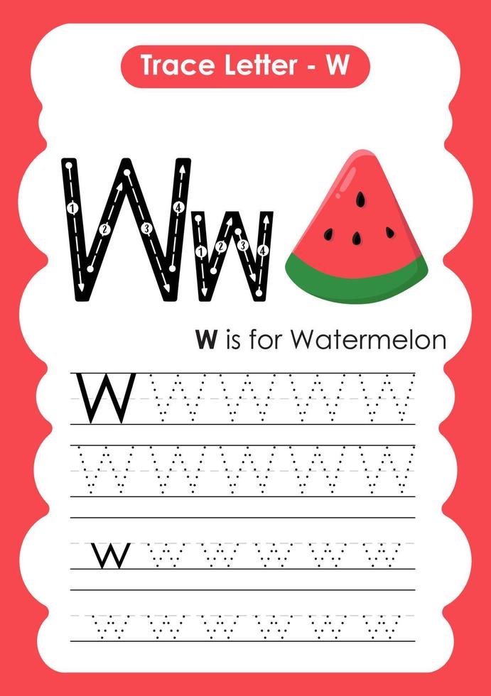Alphabet Trace Letter A to Z preschool worksheet with Fruit Name vector