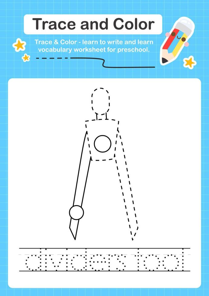 Trace and Color worksheets with the elements vector