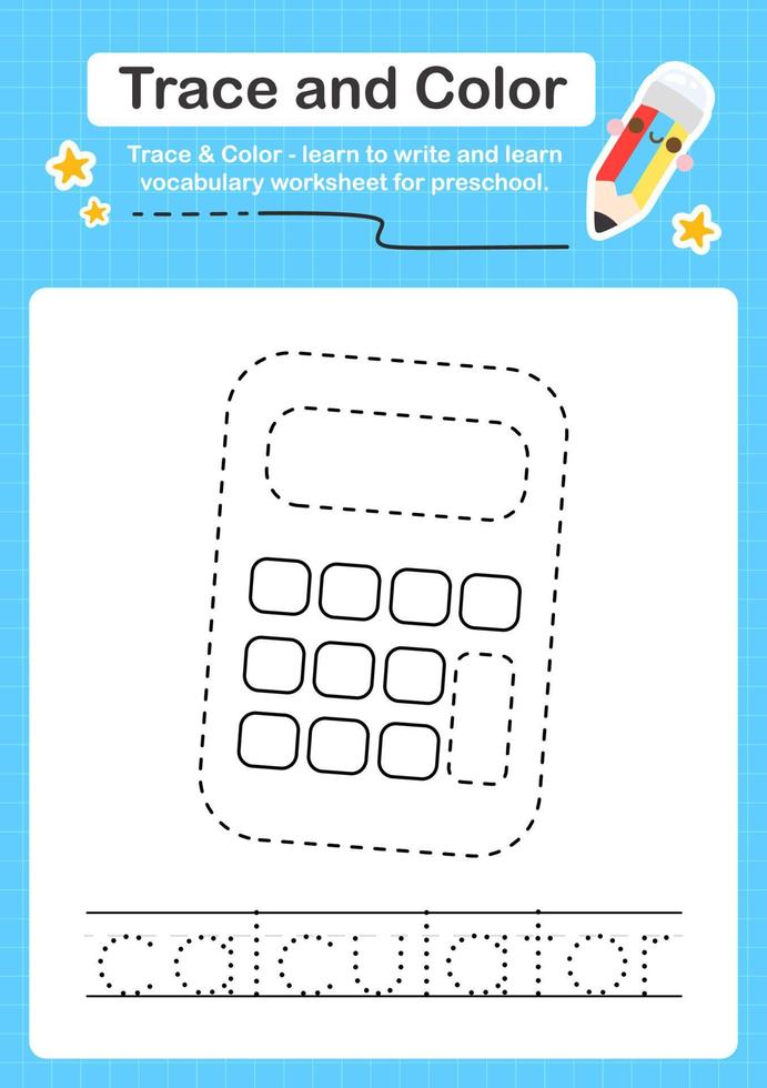 Trace and Color worksheets with the elements vector