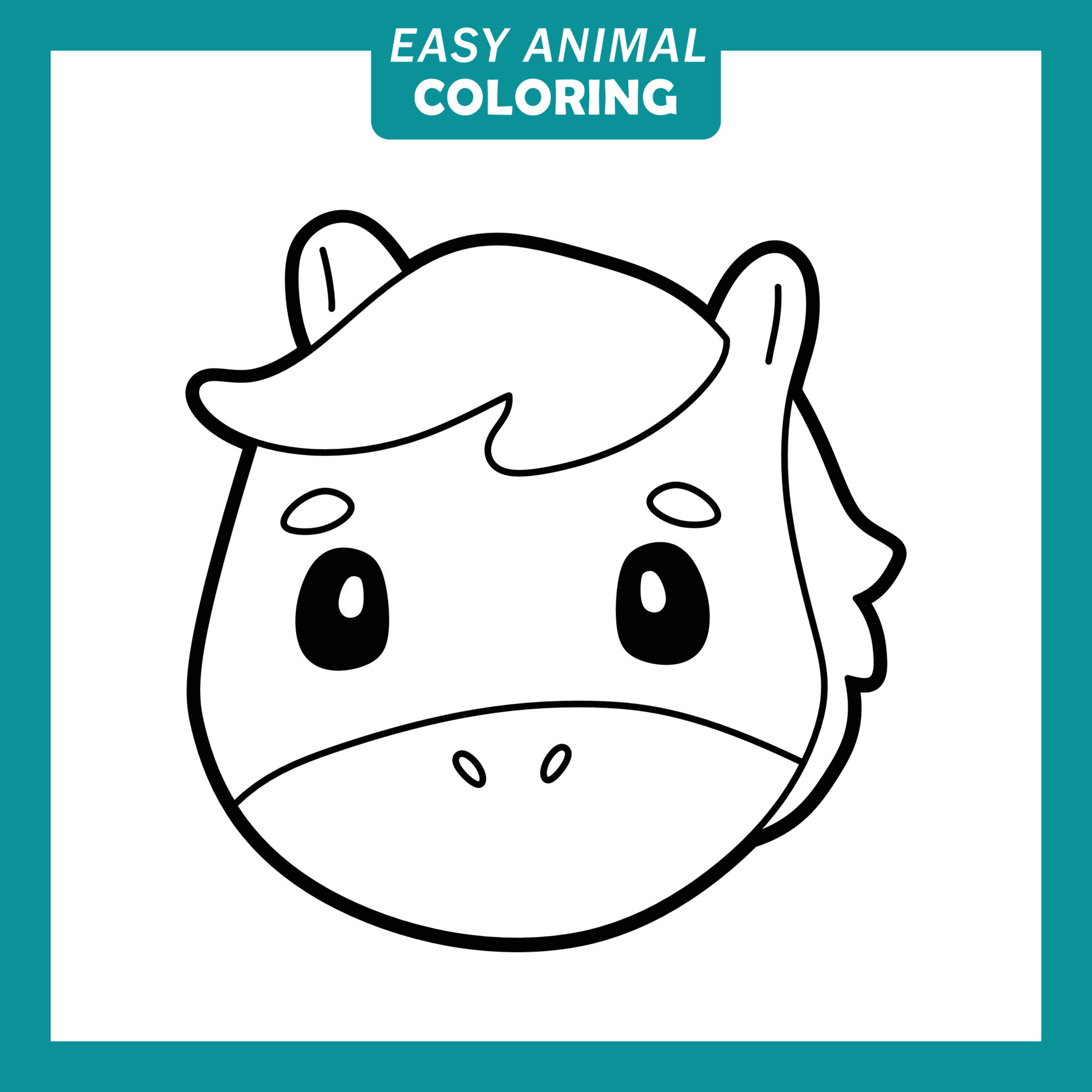 Coloring with cute animal head cartoon 7688175 Vector Art at Vecteezy