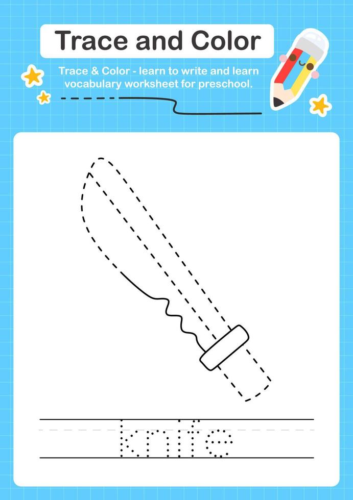 Trace and Color worksheets with the elements vector