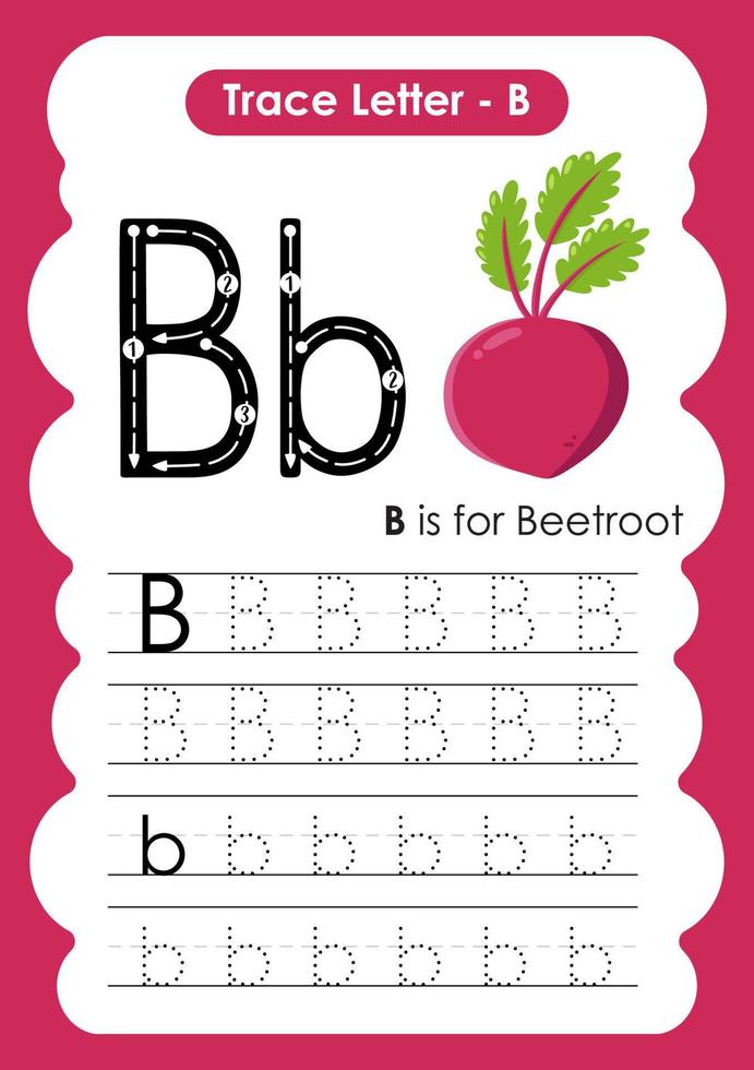 Alphabet Trace Letter A to Z preschool worksheet with Fruit Name vector