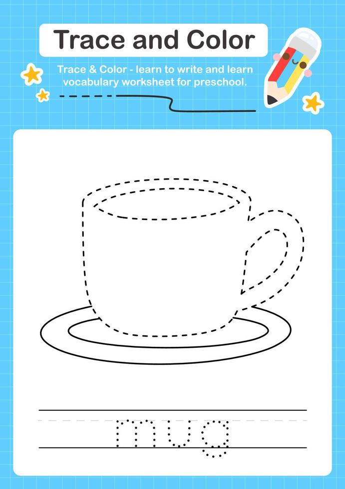 Trace and Color worksheets with the elements vector