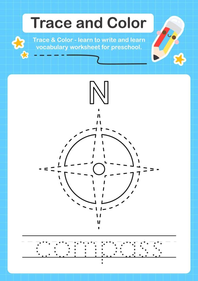 Trace and Color worksheets with the elements vector