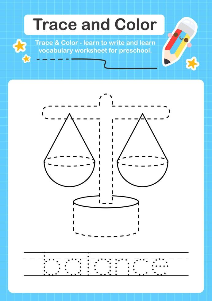 Trace and Color worksheets with the elements vector