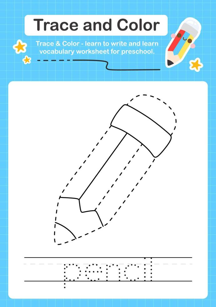 Trace and Color worksheets with the elements vector