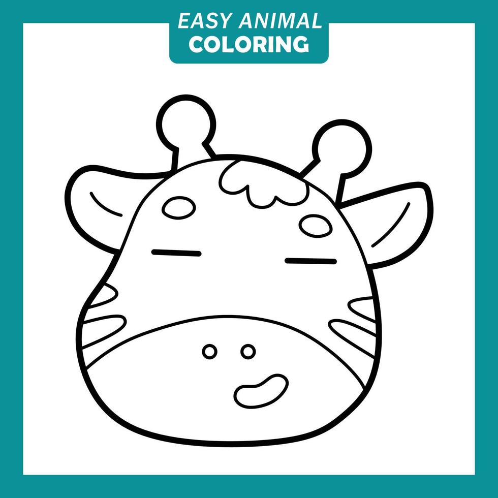 Coloring with cute animal head cartoon vector