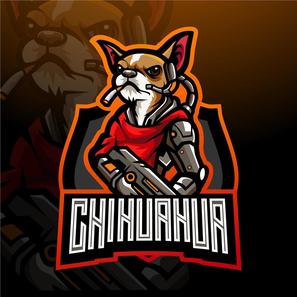 The dog of chihuahua esport logo mascot design. vector