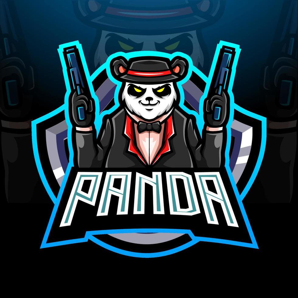 Panda mafia esport logo mascot design vector