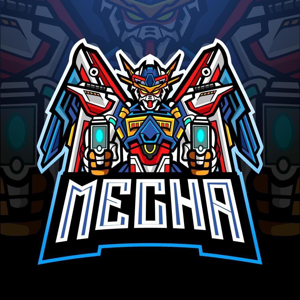 diseño de la mascota del logotipo de mecha esport vector