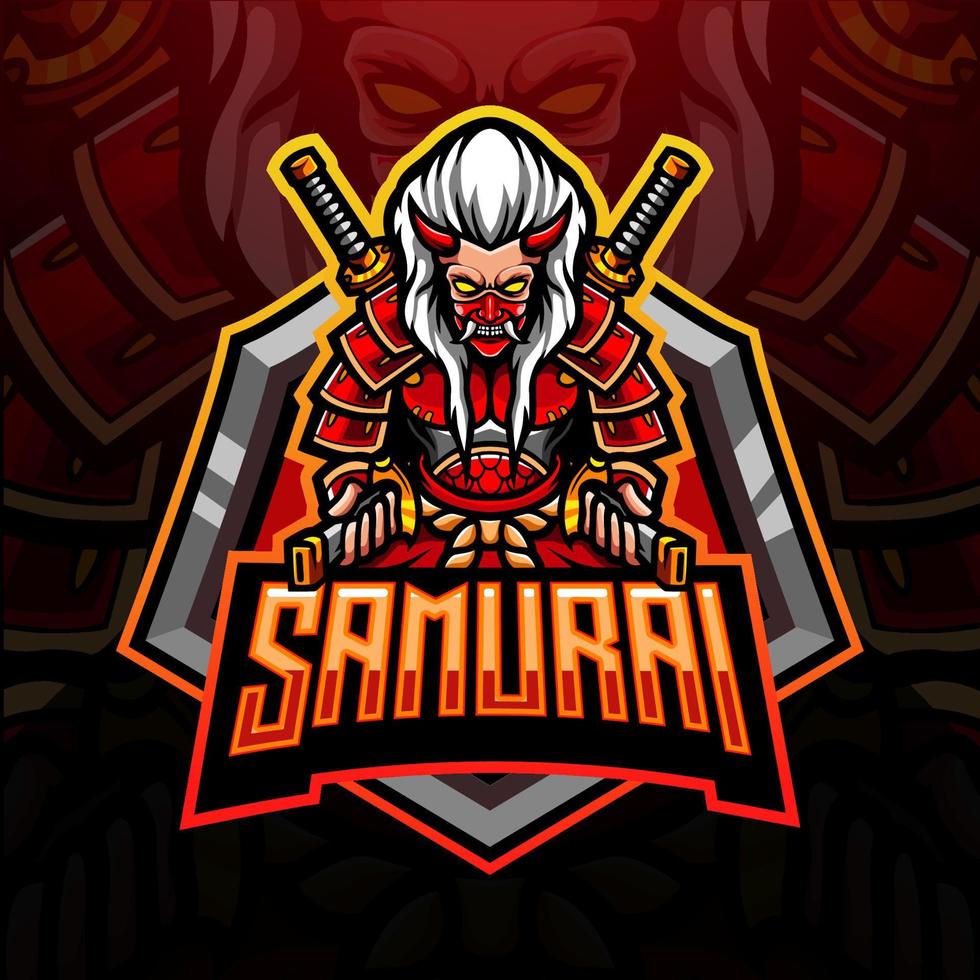 diseño de logotipo de esport de mascota samurai vector