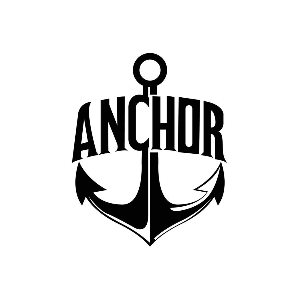 vector de icono de logotipo de ancla de barco, puerto, ilustración de diseño retro