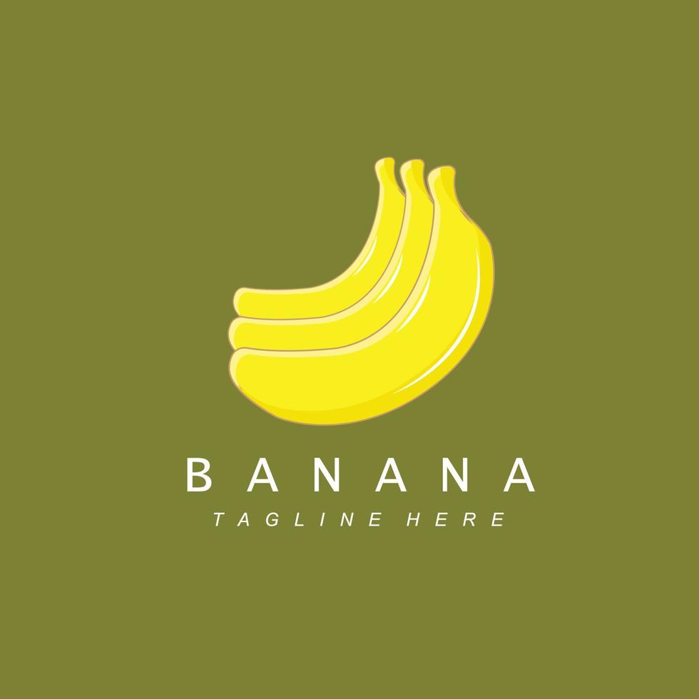 icono de vector de logotipo de fruta de plátano, alimentos ricos en vitaminas, ilustración de diseño