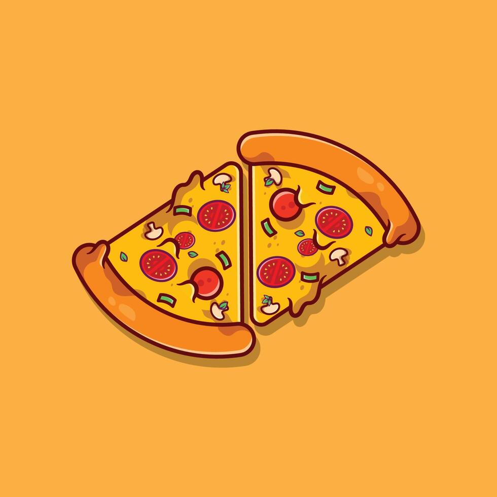 diseño de vector de logotipo de comida de pizza originario de italia, hecho de trigo y verduras, adecuado para pegatinas, desolladores, fondos, serigrafía, empresas de alimentos