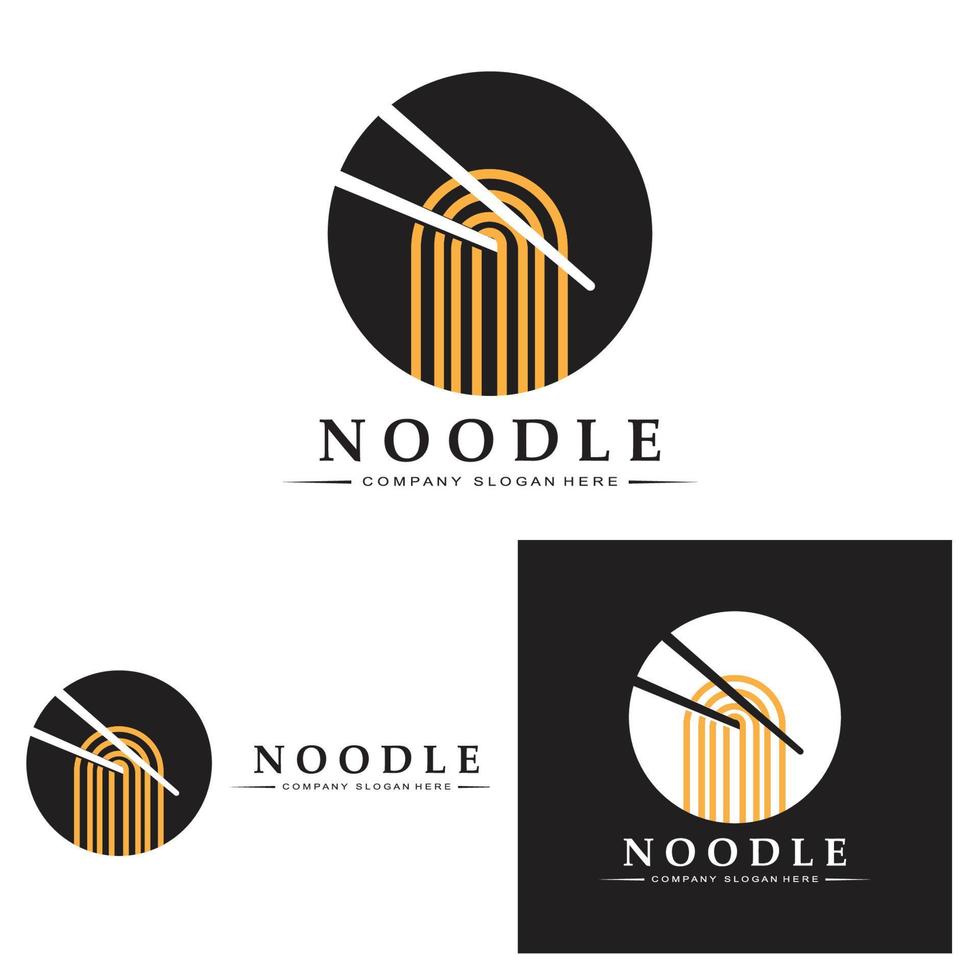 una colección de inspiración para logotipos de fideos. plantilla de diseño de tazón y comida china. Ilustración de concepto retro vector