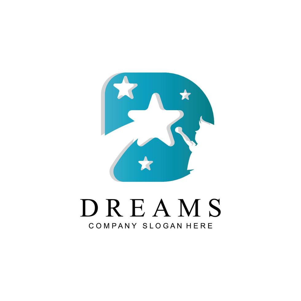 logotipo de icono vectorial lograr sueños, educación, concepto de estrella, niños vector