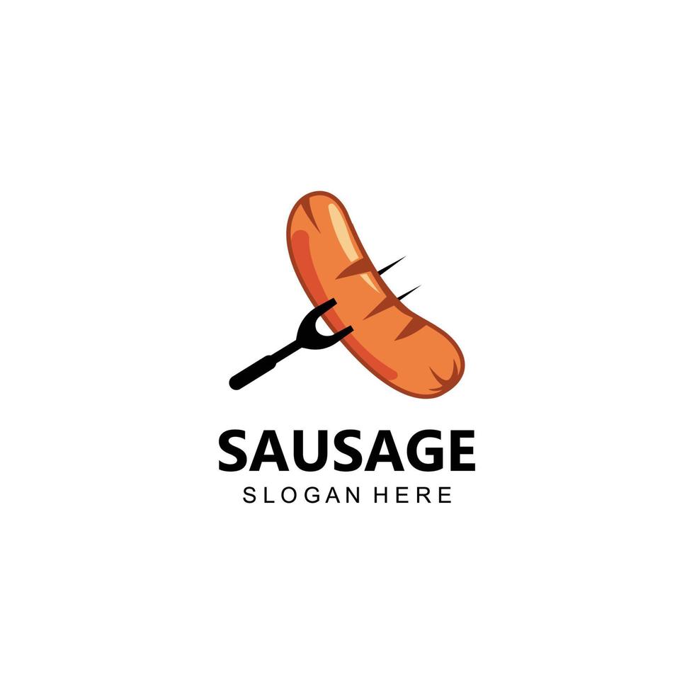 grilled sausage logo vector symbol, barbecue meat, retro concept