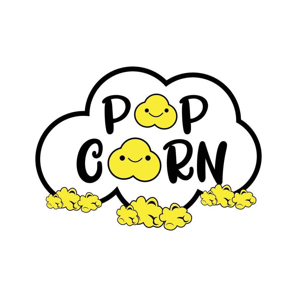 vector de icono de logotipo de palomitas de maíz, explosión, bocadillos de cine, ilustración de concepto