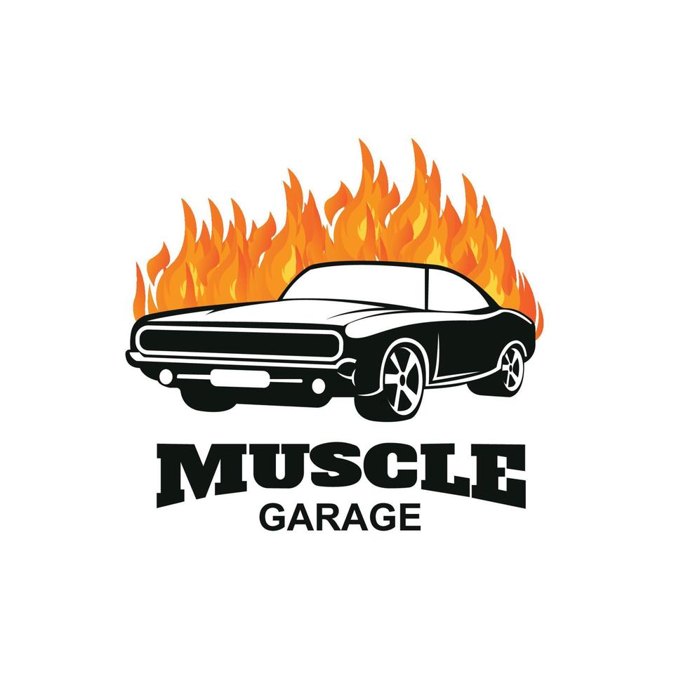 American Muscle Car Logo Vector.Vintage design, old style or classic car garage, shop, car restoration repair and racing, retro concept vector