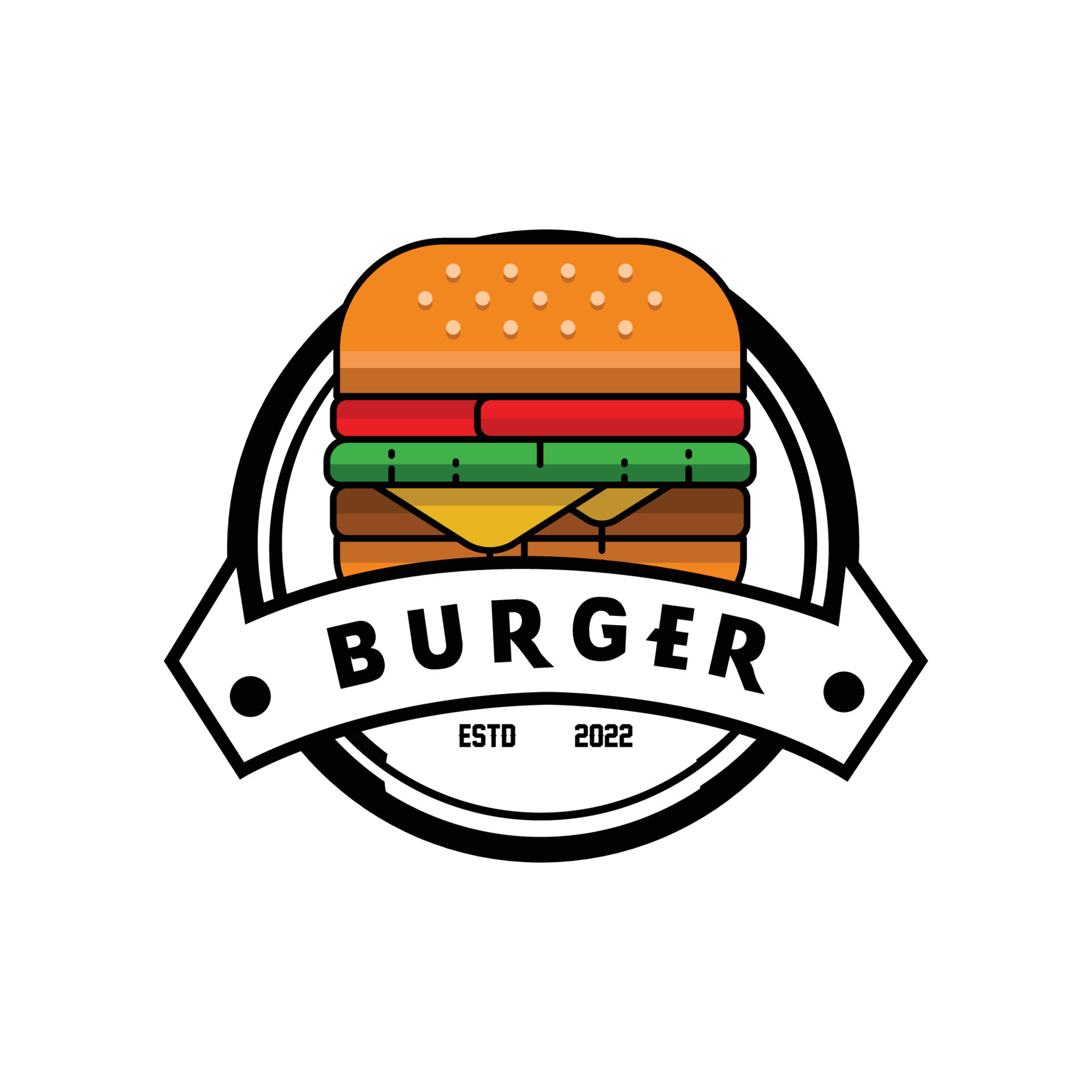 Burger Food Logo Vector Background Design, Made Of Bread